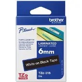 Brother TZe-315 - (6 mm) - Blanc sur noir - Ruban
