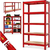 Monzana Étagère charge lourde rouge 180x90x40cm - 875kg max