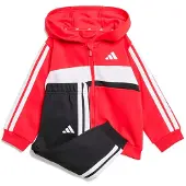 Adidas Survêtement 'ESSENTIALS TIBERIO 3 STRIPES FLEECE' rouge vif / noir / blanc