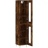 vidaXL Highboard chêne fumé 34,5x34x180 cm bois composite