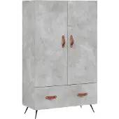 vidaXL Highboard gris béton 69,5x31x115 cm Bois composite