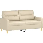 vidaXL Canapé à 2 places Crème 140 cm Tissu