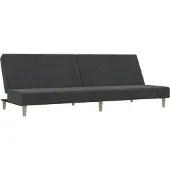 vidaXL Canapé-lit à 2 places gris foncé tissu