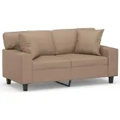 vidaXL Canapé 2 places avec oreillers cappuccino 120 cm similicuir