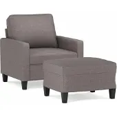 vidaXL Fauteuil avec pouf Taupe 60 cm Tissu