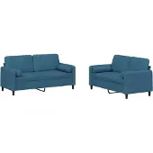 vidaXL Ensemble de canapés 2 pièces avec coussins bleu velours