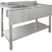 KuKoo Évier pro en acier inoxydable 201, cuve unique gauche avec égouttoir droit, 120 cm de largeur