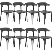 Beliani Lot de 8 chaises de jardin Polypropylène noir Plastique léger résistant aux intempéries Intérieur Extérieur Moderne