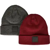 Urban Classics Bonnet gris chiné / rouge foncé
