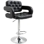 HOMCOM Tabouret de bar réglable en hauteur revêtement synthétique noir