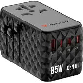 Verbatim Travel Adapter Eu/Uk/Us Gan Usb-A/3Xusb-C Pd 85W Cnt-02 Black/Black 32127