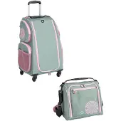 Haba Set ' Schranktrolley 4 Rollen und Trolleytasche ' vert clair / rose