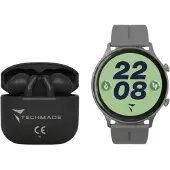 Techmade Montre connectée Dynamic 2 – Pack avec écouteurs Gris, taille unique,