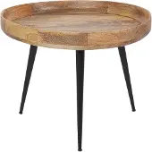 Beliani Table Basse En Bois Clair Avec Pieds Noir Edna