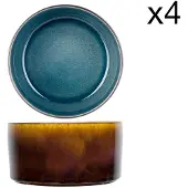 Cosy & Trendy Lot De 4 Saladiers En Porcelaine, Bleu, D14 Cm