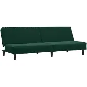 vidaXL Canapé-lit à 2 places vert foncé velours