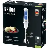 Braun Mixeur plongeant - - MultiQuick 3 MQ3005WH Cream - 750 W - Blanc - Bleu - Pour smoothie, gaspacho, soupe