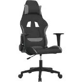 vidaXL Chaise de jeu avec fonction de massage Noir et gris clair Tissu