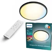 Philips Plafonnier Led Rond Noir Luminosité Et Couleur Réglables, Design Extra-plat -