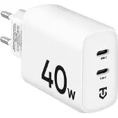 Tactical Chargeur réseau 2x USB-C 40W - Blanc KP31220
