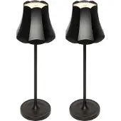 QAZQA Lot de 2 lampes de table rétro noires rechargeables IP44 - Granny