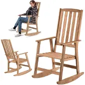 Kadax Fauteuil À Bascule En Bois Chêne Doré