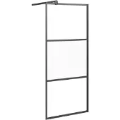 vidaXL Paroi de douche pour douche à l'italienne 90x195 cm ESG Semi-mat Noir