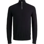 Jack & Jones Pullover Homme Emil Tricot 1/2 Fermeture ÉClair Noir