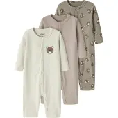 Name it Nightsuit Long Sleeve Pyjama 3 Units Beige 9 Months Enfants