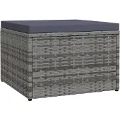 vidaXL Tabouret De Jardin Avec Coussin Gris Résine Tressée