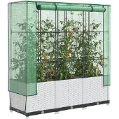 vidaXL Lit surélevé avec serre aspect rotin 120x40x138 cm