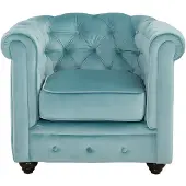 Vente-Unique.nl Fauteuil Chesterfield - Velours Bleu Pastel
