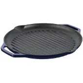 GrandFeu Enameled Ribbed Cast Iron Fry Pan Blu, Poêle + casserole, Bleu