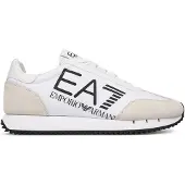 EA7 unisex. 7X000541_AF18609 Baskets vintage blanches (41 1/3), Noir, Tissu, Plat, Lacets, Sport