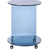 Beliani Table d'appoint MINTO Verre de sécurité Bleu avec roues