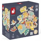 Janod Tropik - Set d'aimants - Aimants en bois jungle - 24 pièces -