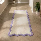 FRAAI Tapis de couloir lavable – Hazy Lilas/Crème | 80x250cm | Tapis de couloir | Pile courte