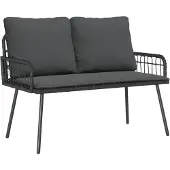 vidaXL Banc de jardin avec coussins, anthracite, 114 x 64 x 90 cm, acier