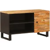 vidaXL Meuble TV avec étagère, marron, 80 x 33 x 46 cm, bois massif de manguier