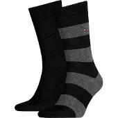 Tommy Hilfiger Chaussettes 2 Paires Rayures Uni Noir