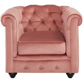 Vente-Unique.nl Fauteuil Chesterfield - Velours Rose Pastel
