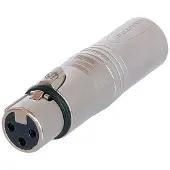 Neutrik Adaptateur | XLR 3 pôles mâle/XLR 3 pôles femelle droit, gris argenté