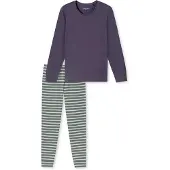 Schiesser Pyjama 'Casual Essentials' beige / bleu foncé / vert pastel