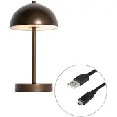 QAZQA Lampe de table d'extérieur bronze foncé rechargeable avec LED à intensité variable en 3 étapes - Keira