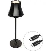 QAZQA Lampe de table rétro noire rechargeable IP44 - Granny