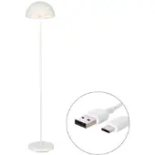 QAZQA Lampadaire d'extérieur blanc rechargeable à intensité variable 3 niveaux - Keira