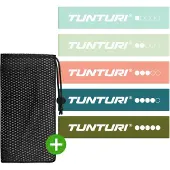 Tunturi Lot de 5 Bandes de Résistance – Mini Power Band – Élastique de Fitness – Bande d’Entraînement – Accessoire Musculation – Bande Gym – Avec Application Fitness e