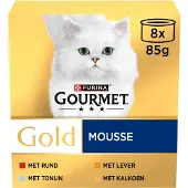 Gourmet Gold Mousse thon foie dinde boeuf pâtée pour chat (85 g)