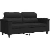vidaXL Canapé à 2 places Noir 140 cm Tissu microfibre