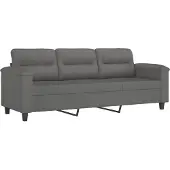 vidaXL Canapé à 3 places Gris foncé 180 cm Tissu microfibre